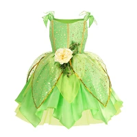 Robes de fée clochette d'été pour filles, Costume de Cosplay pour enfants, vêtements de princesse féerique à fleurs, tenue de fête de noël 2