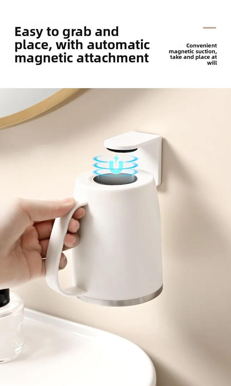 Magnetic Toothbrush Holder With Stainless Steel Cup For Bathroom_voghion.com
