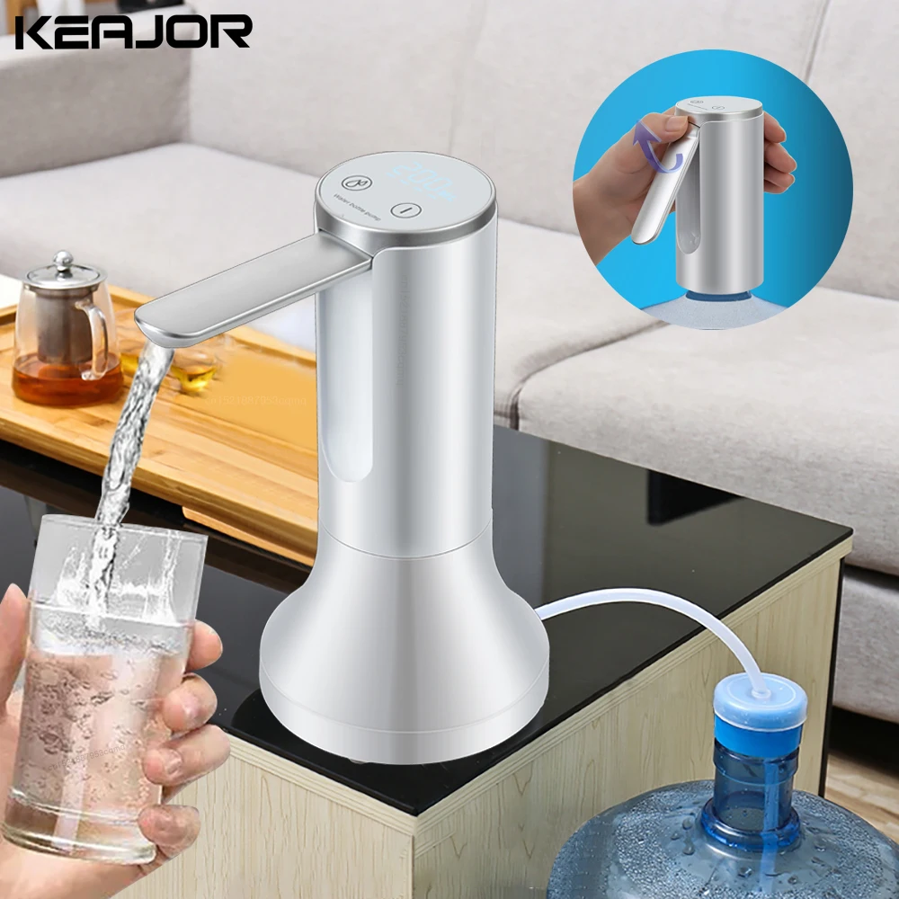 Vita Sharks Pompa elettrica a barile, ricarica intelligente tramite USB, erogatore automatico per acqua purificata sotto pressione. Facile per bottiglie universali da 3 a 5 galloni (18,5 l