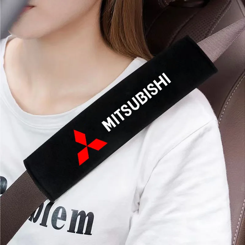 Car Safety Belt Shoulder Pad Safety Strap Cotton Flannel Cover for Mitsubishi Lancer ASX Outlander Pajero Evolution Accessories