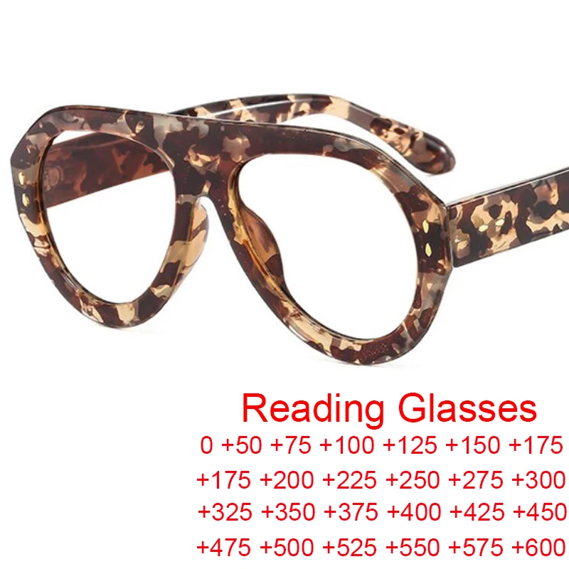 TrendyOversizedPilotReadingGlassesWomenMenFlowerBrownVintage