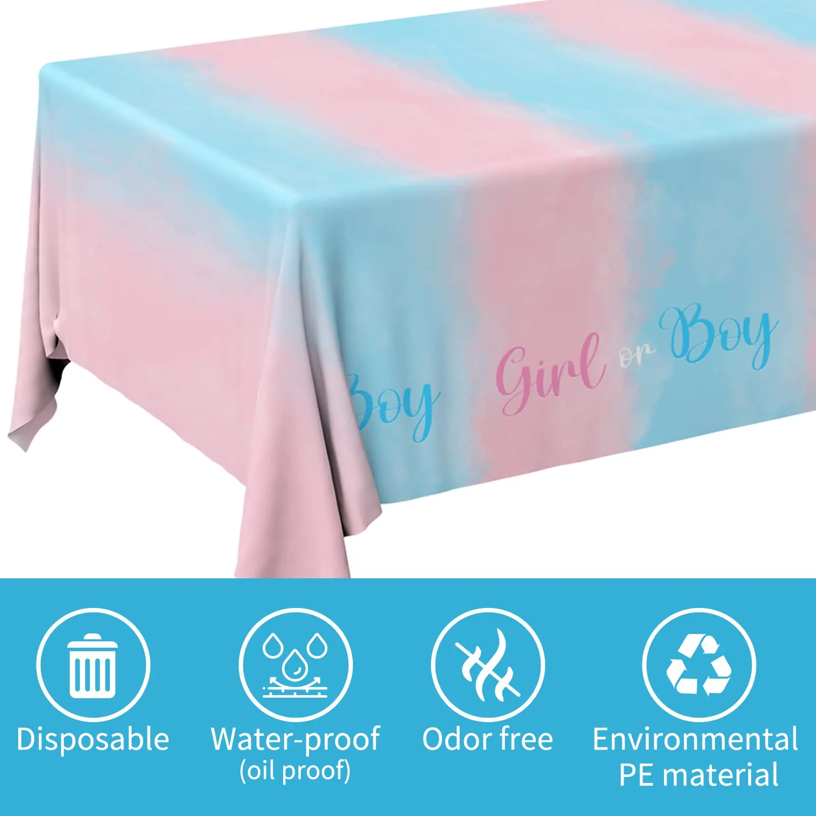 Haooryx 3 tovaglie in plastica rosa a tema campeggio, usa e getta, impermeabili, rettangolari, per bambini, rivelazione di genere, ragazze, compleanno, escursionismo, picnic, feste di Natale