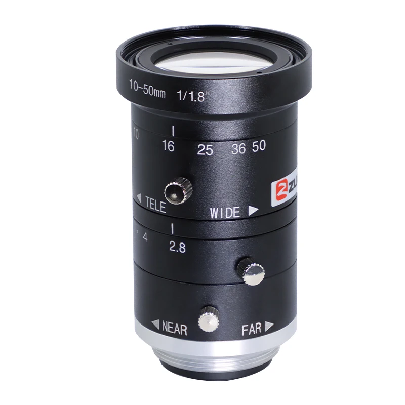 ZLKC CCTV 8.0Megapixel 10-50mm Zoom Lens 1/1.8 Inch Manual Varifocal Iris F2.8 C Mount for Machine Vision Camera Low Distortion