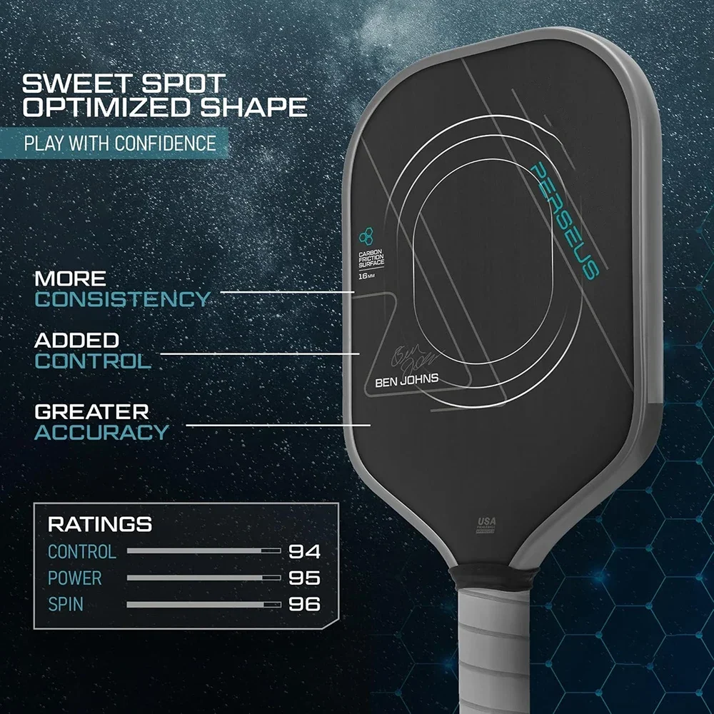 USAPA Approved Ben Johns Perseus CFS 16mm Thermoforming 3 Layer T700 Raw Carbon Fiber Pickleball Paddle Professional Hot Sale