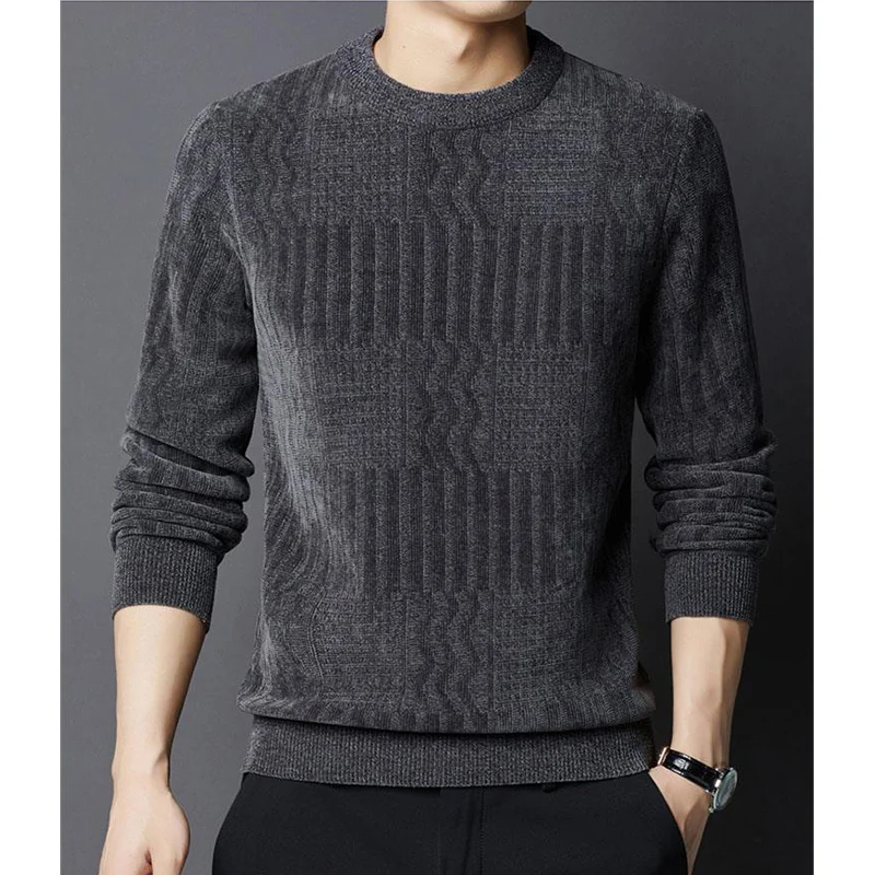 Autumn Winter Solid Fashion Harajuku Sweaters Men All Match Loose Casual Knitting Tops Long Sleeve Pullover Thick Male Clothes