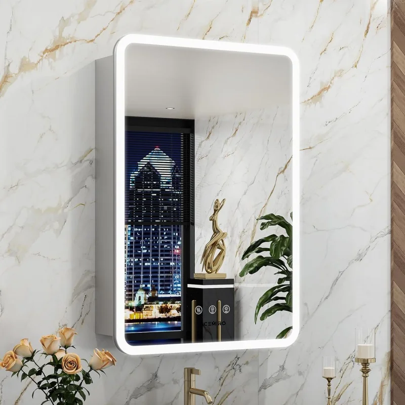 

Medicine Cabinet with Lights, 20×32 Inch Lighted Mirror, LED Bathroom RGB Backlit an