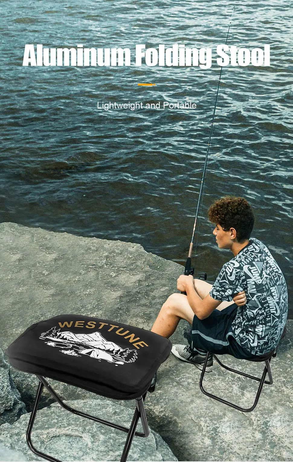 Description Picture 2 of itemWESTTUNE Camping Stool Outdoor Ultralight Folding Fishing Zipper Storage Portable Collapsible Camping Seats Beach Hiking Stool