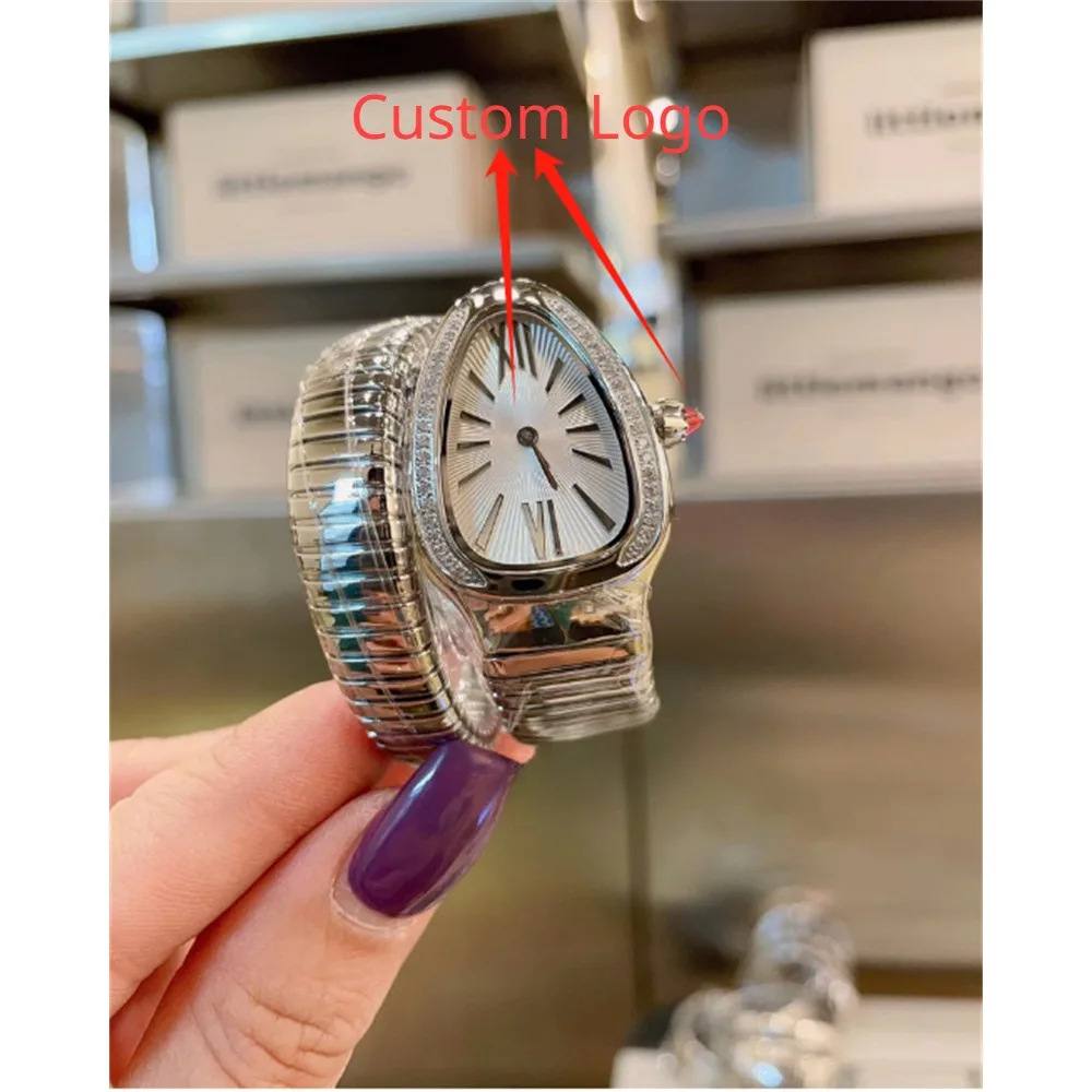 

Custom Logo High quality quartz women's watch Diamond Snake Head Watch 762 movement Fashion luxury high-grade snake bracelet