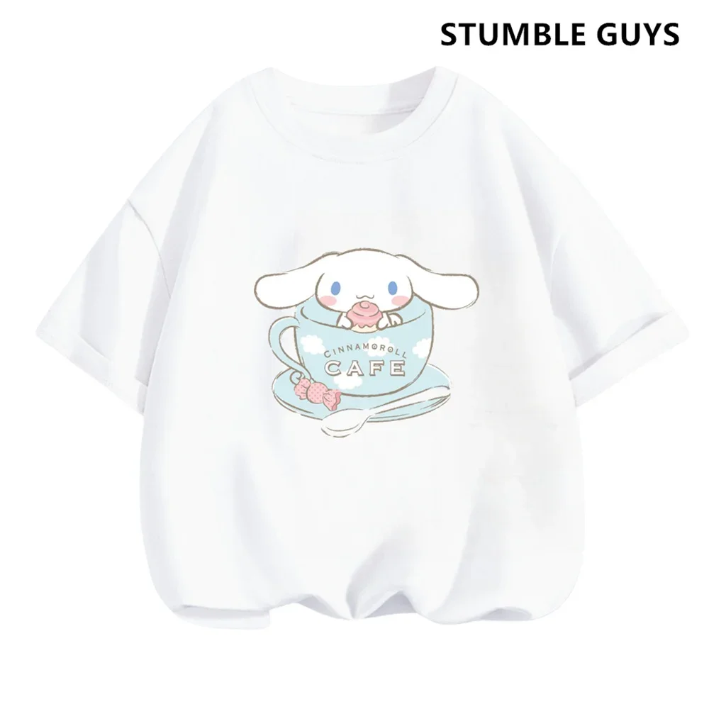 T Shirt Set Kids Cinnamoroll Summer Hello Kitty Cartoon Casual Short-sleeved Baby Boy Girls Clothing