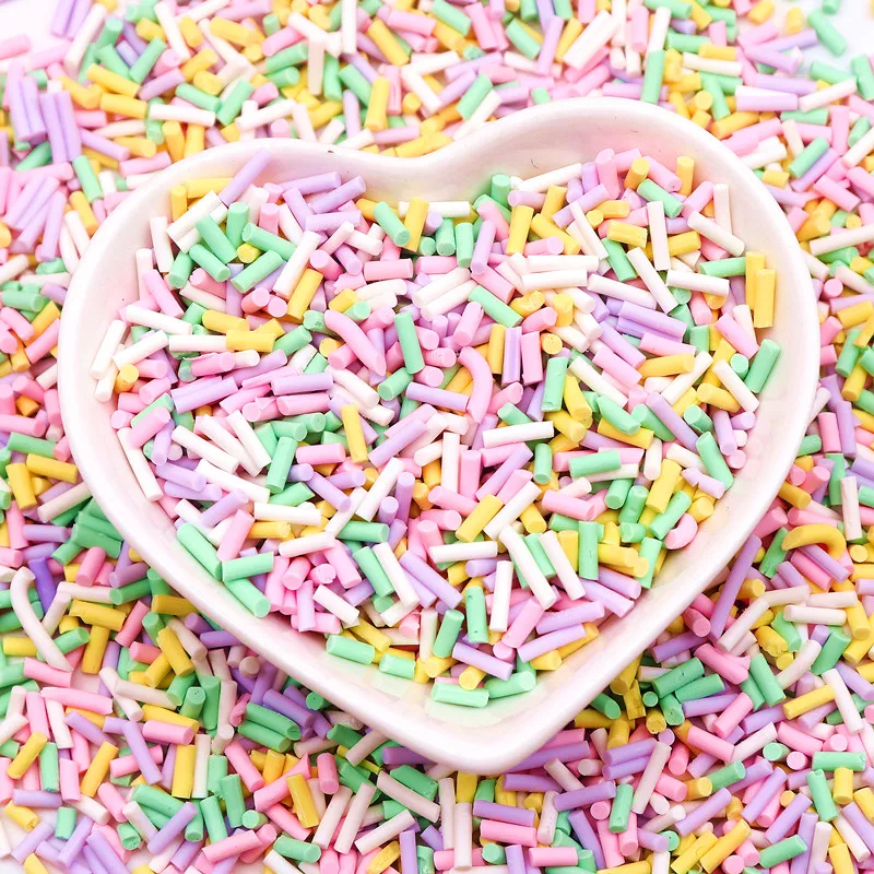 Candy Polymer Clay Slices 1mm Thin Sprinkles Long Cylindrical Hot Clay for Slime Supplies DIY Crafts Tiny Plastic Klei Accessory