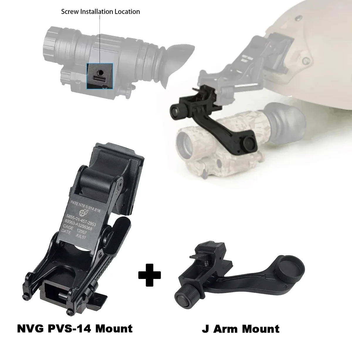 Tactical MICH M88 Quick Installation Kit Tactical Helmet Night Vision Hunting Rhino NVG PVS-7 PVS14 J Arm Mount Adapter nvg bracket