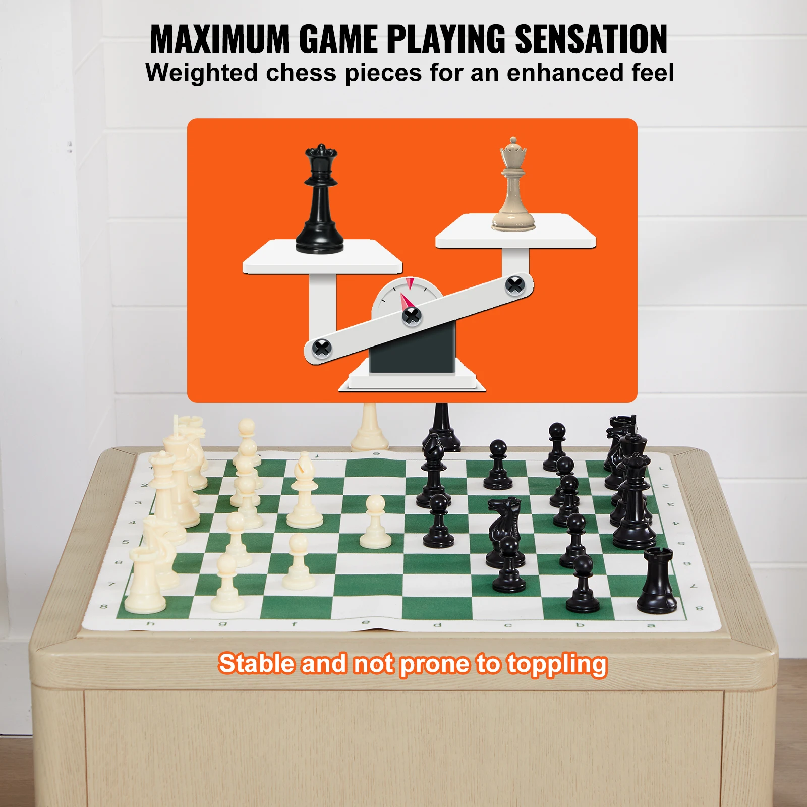 Portable 20 Inch Roll Up Chess Set for Travel