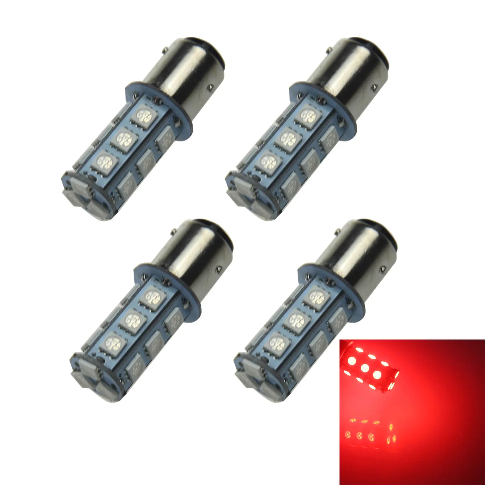 4x Red AUTO BAW15D Тормозная лампа заднего хода фонарь 18 излучателей 5050 SMD фонарь PR21/5w 12495CP Z21198