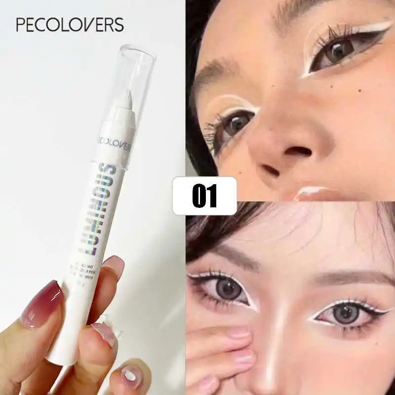 Long-Lasting Glitter Eyeshadow Highlighter Pencil for Eye Makeup - Waterproof, Pearly, White and Silver 3