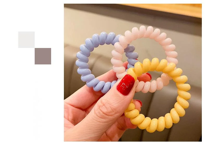 Boucle de ligne téléphonique de couleur bonbon, cheveux attachés de fille douce, bandeau en caoutchouc, cheveux en corde coréens simples et sans trace_voghion.com