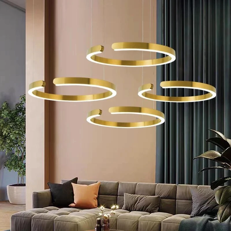 

Modern Round LED Chandelier for Dining Lighting Indoor Height Adjustment Pendant Lamp Living Decoration Hanging Fixtures Lights
