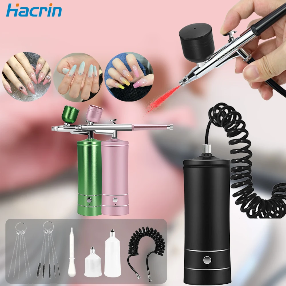 Airbrush Nail Cordless Portable Airbrushes Air Hose Extension Spray Gun With Compressor for Nails Art Painting Makeup Cake K10