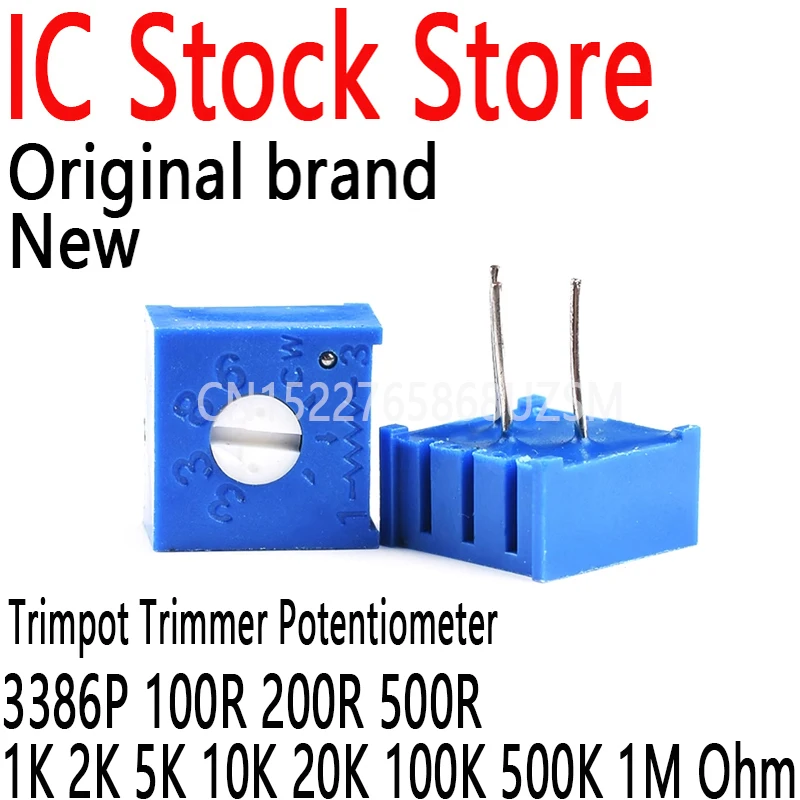 50 Pz Trimpot Trimmer Potenziometro Resistore Variabile 3386P 100R 200R 500R 1K 2K 5K 10K 20K 100K 500K 1M Ohm