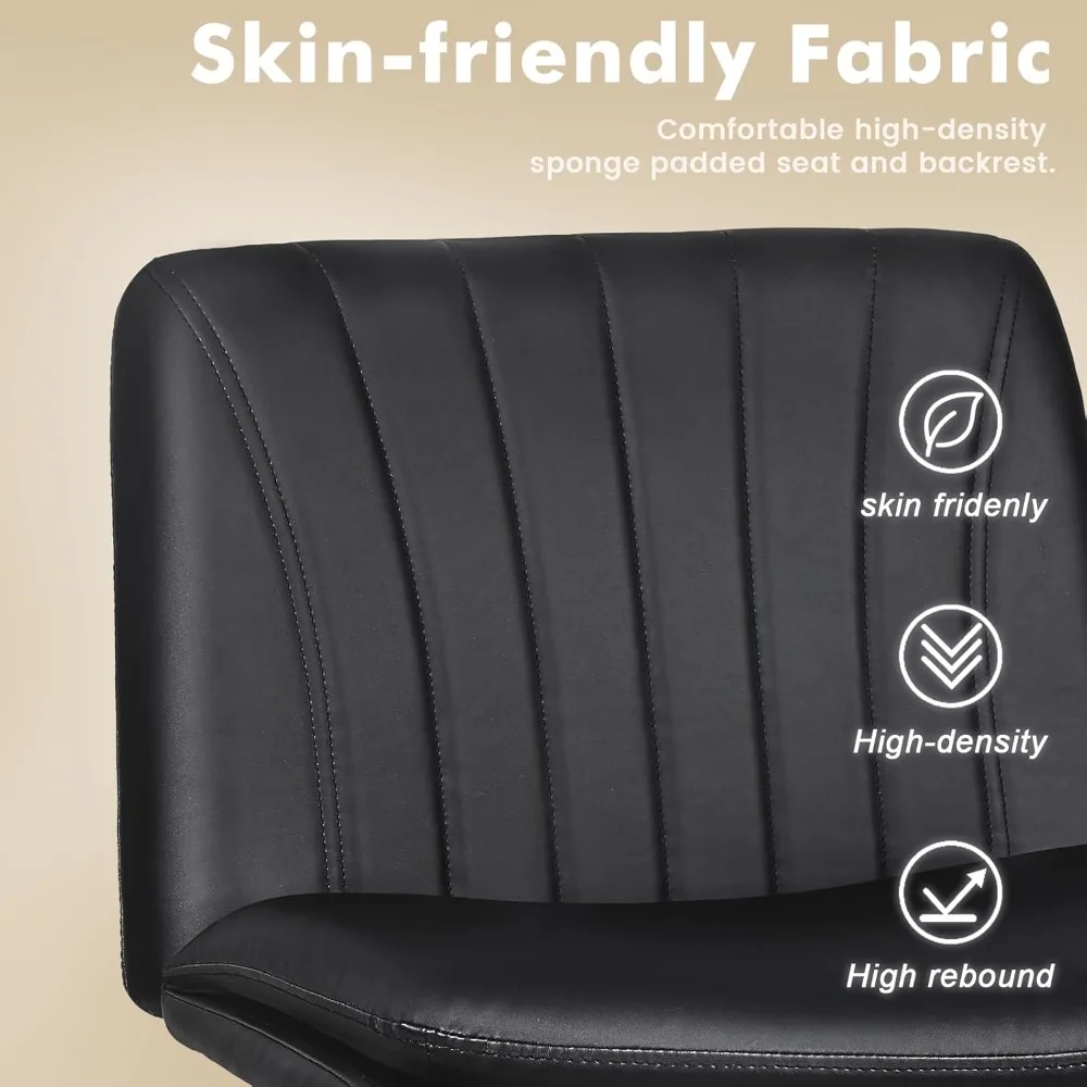 "wheeled ergonomic desk chair with faux leather, wide seating for home office use"