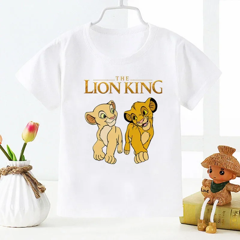 

Kawaii Disney The Lion King Kids T shirt Boy Girl White T-shirt Kid Summer Harajuku Funny Children Clothes Drop Shipping