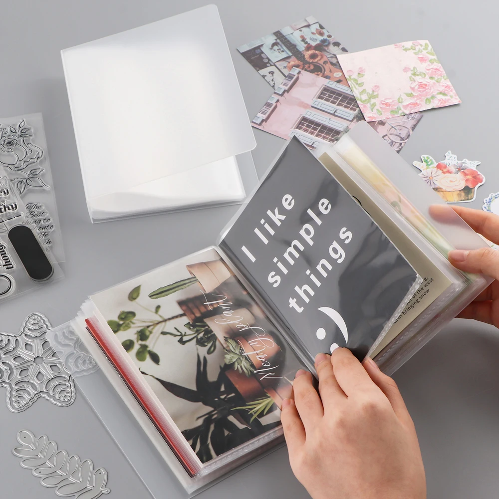A6 Size Clear Sticker Photo Storage Album With 40 Pages Booklet Book Binder Stamp Cutting Dies Storage Book Organizer Folder