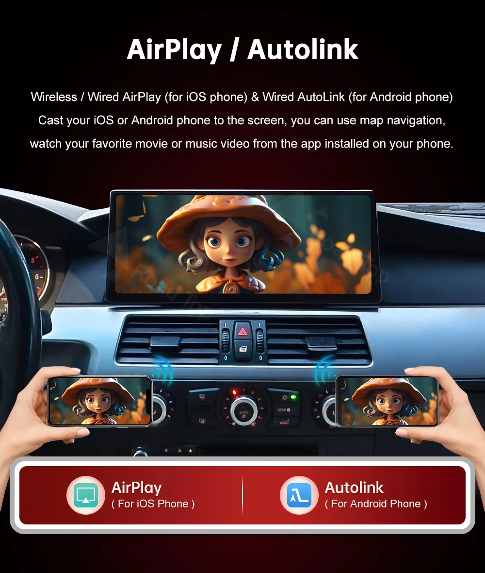 RoadTop DE Lagerbestand 12,3'' Kabelloses CarPlay Linux Ultra-dünner Bildschirm für BMW Serie 3 5 E60 E61 E90 E91 E92 E93 CCC CIC Multimedia-Display Autoradio Touchscreen, Unterstützt Kabelloses CarPlay, Android Auto, Mirrorlink, Behält OEM-Funktionen bei – Detail 12