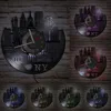 New York Skyline Landmark Statue Of Liberty Vinyl Record Wall Clock Bedroom Office Decor New York Skyscrapers Retro Wall Clock 6