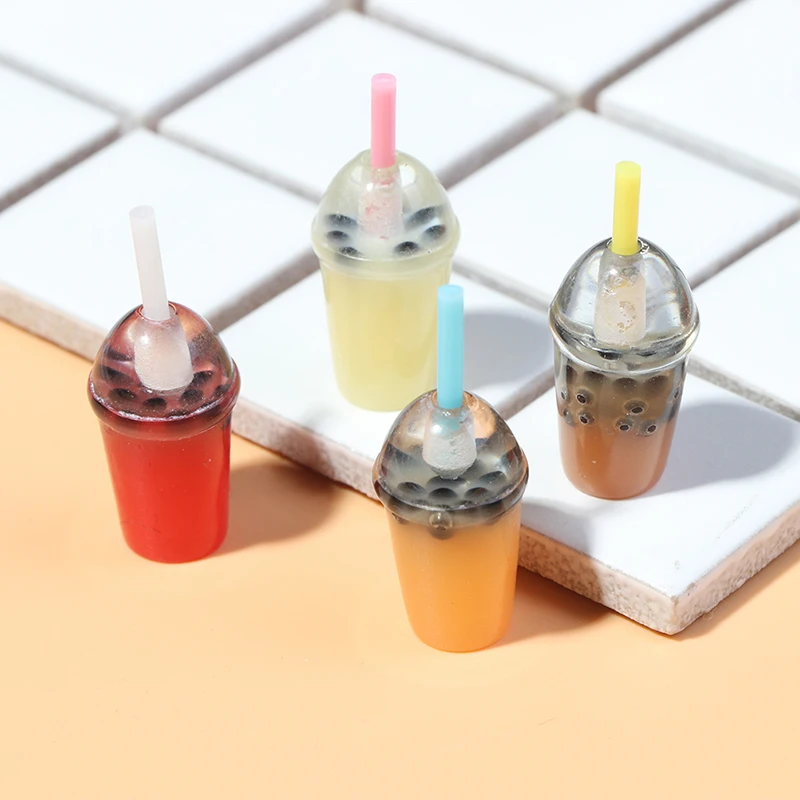 5Pcs 1:12 Dollhouse Miniature Pearl Milk Tea Cups Dolls Kitchen Food