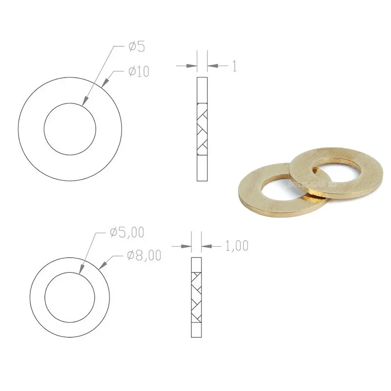 50-Piece Solid Brass Precision Washers Set - Flat Copper Shims, Gaskets, and Spacers