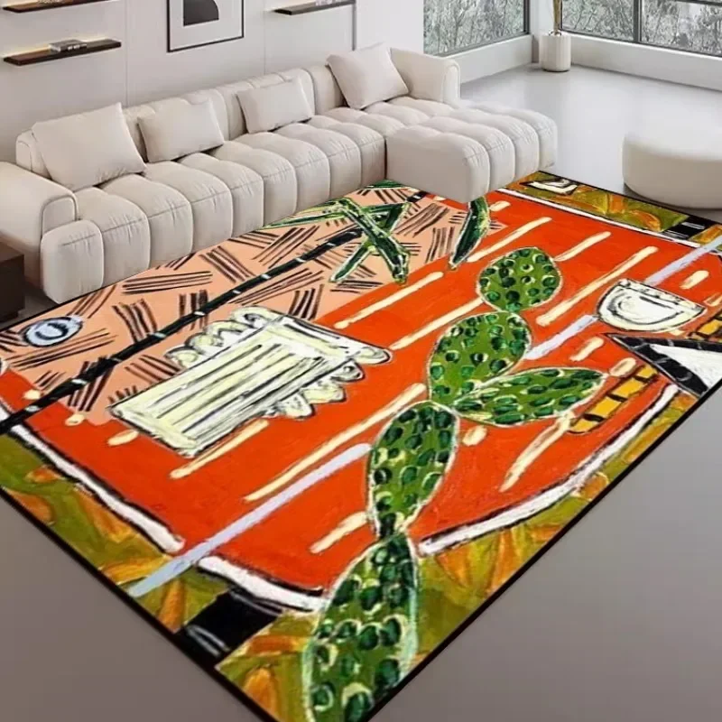 Creative Abstract Living Room Carpet Foldable Machine Washable Coffee Tables Bedroom Plush Mat Art Graffiti Rug Ковер Tapis 러그 3