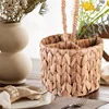 Rattan Wicker Storage Basket Hand Woven Flatware Organizer Round Storage Box Water Hyacinth Storage Basket Cutlery Holder 6