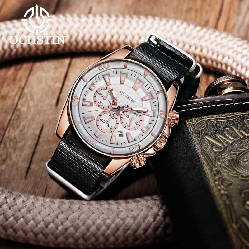 Hot models OCHSTIN creative nylon series multi-function quartz movement watch 2024 new personalized trend men's quartz watches