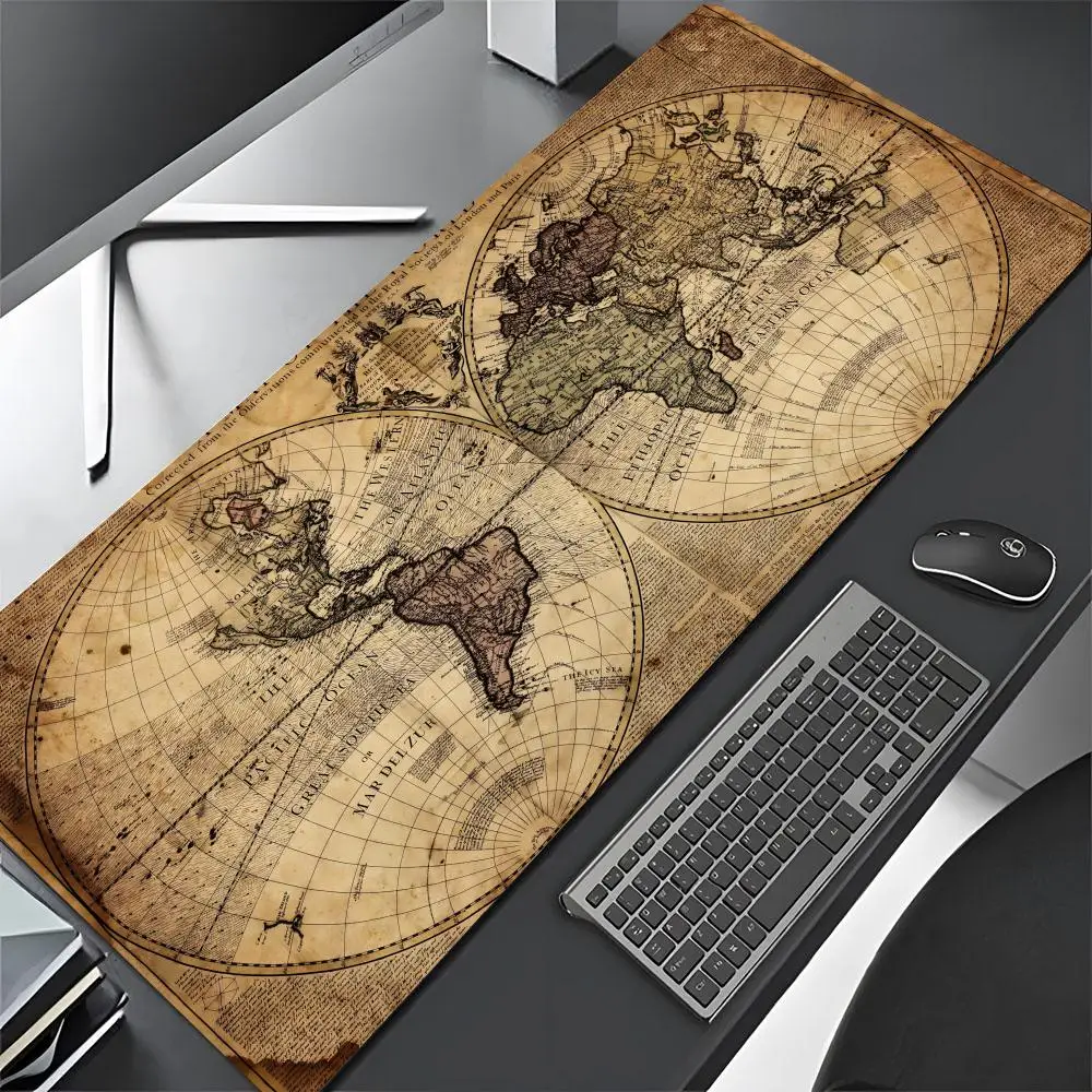 Navegação Retro Mapa Arte hd Mouse Pad Gamer Mousepad Tapete de Rato Grande Tapete de Mesa de Borracha Natural pc Desk Mats Design Mousepad - Imagem 3