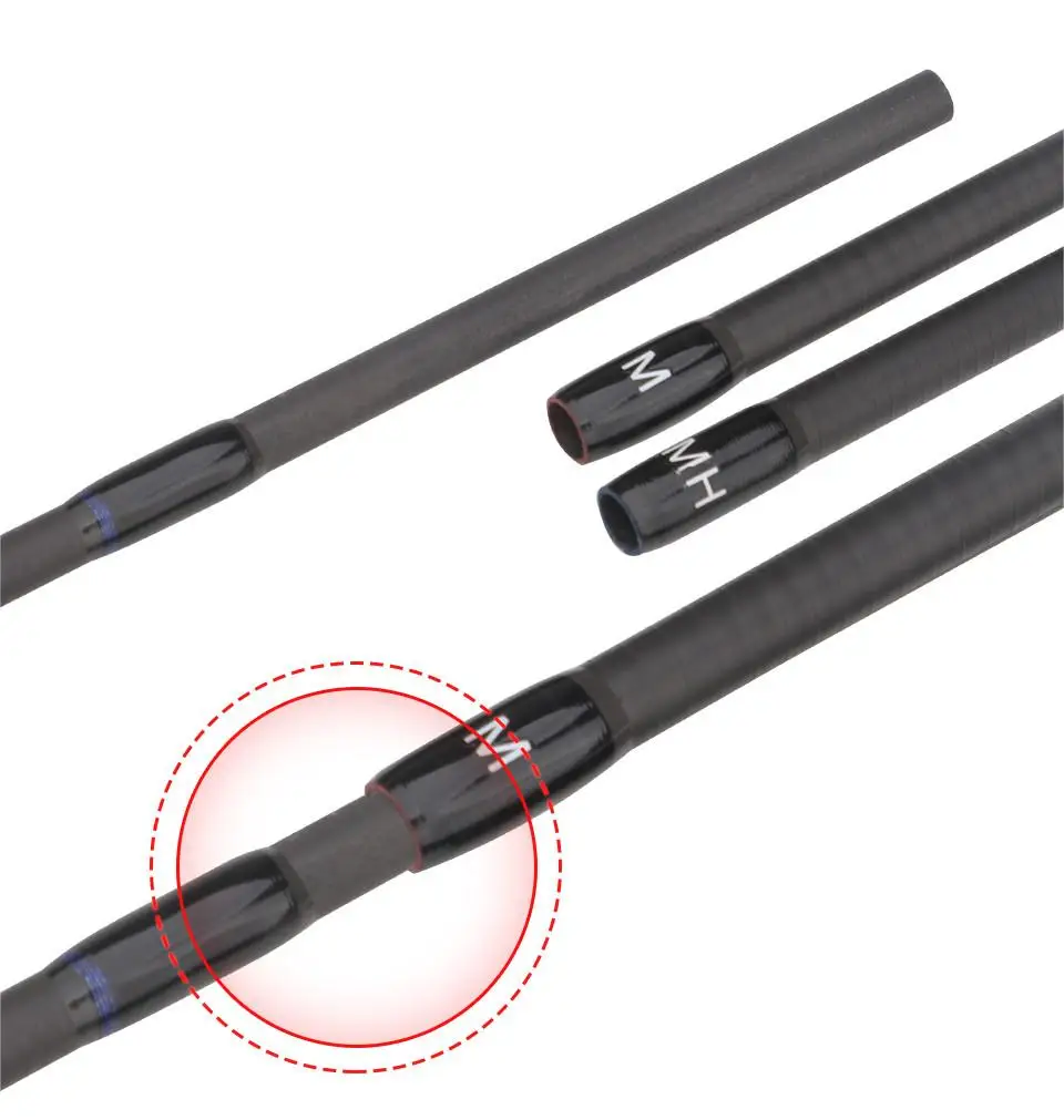 ROLLFISH 2 Tipps Power M/MH Spinning Casting Carbon Faser Köder Angelrute Süßwasser salz Angelrute Bass Angeln WT 101-133g – Detail 9