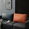 Faux Leather Sofa Back Cushion Cover Soft Pillow Case Living Room Headboard Upholstered Backrest Pad Cover No Fillings 5