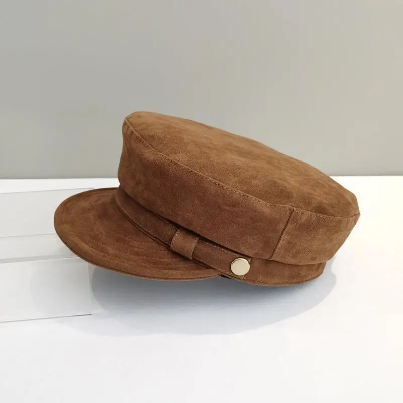 Herbst Winter Retro Frauen Vintage Wildleder Newsboy Caps Mode Flache Künstler Baskenmütze Achteckigen Hut – Detail 4