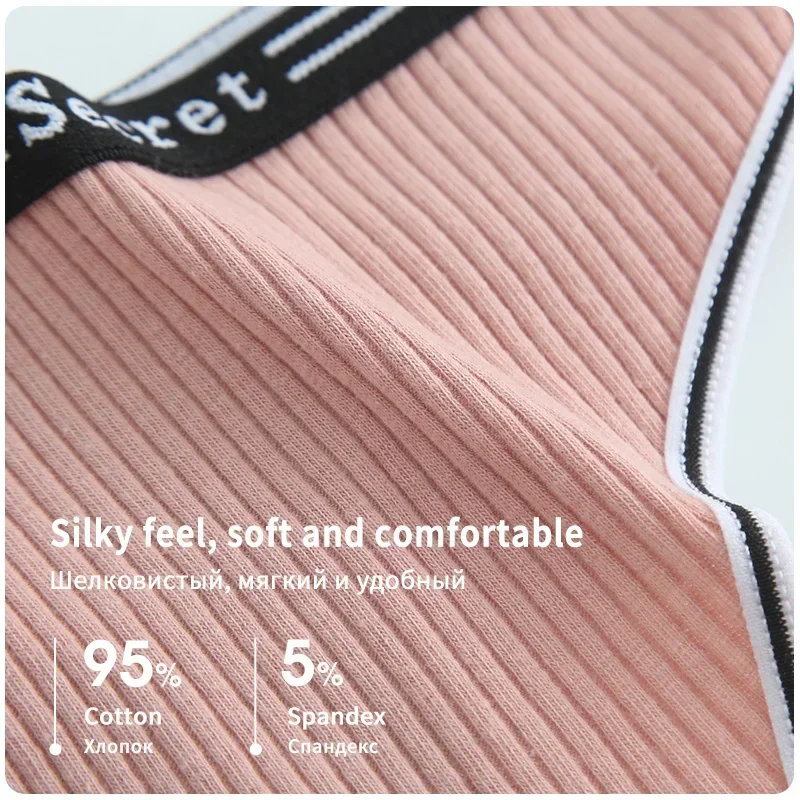 CINVIK-Tangas sexys para mujer, ropa interior de algodón con cinturón con letras, cómodos, bragas