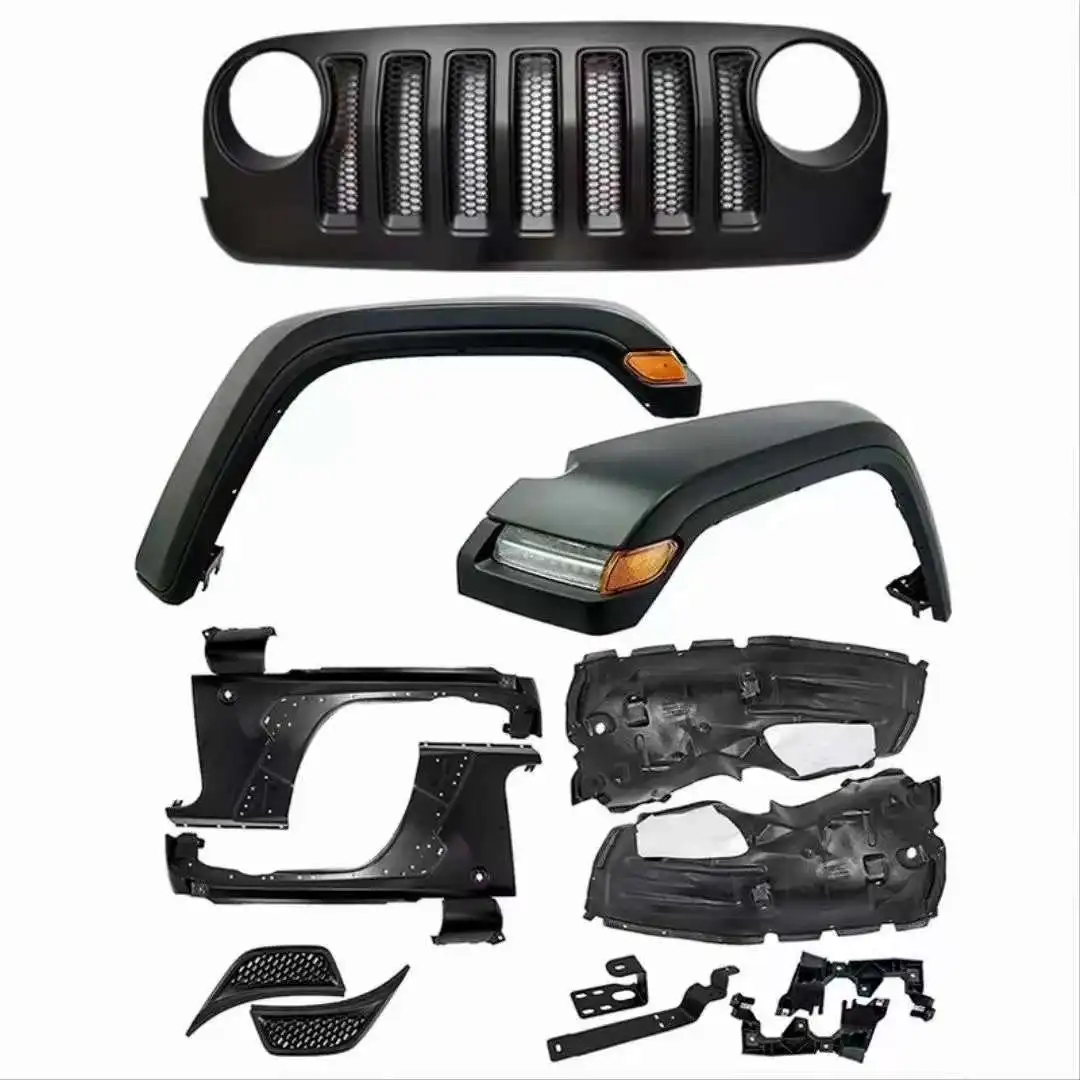 

offroad car accessories upgrade old to new bodykit for Jeep Wrangler JK to JL style fender flare bumper hood lights