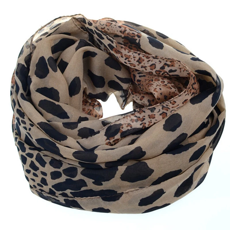 New Autumn and Winter Fashion Women Long Style Wrap Lady Shawl Leopard Chiffon Scarf 6