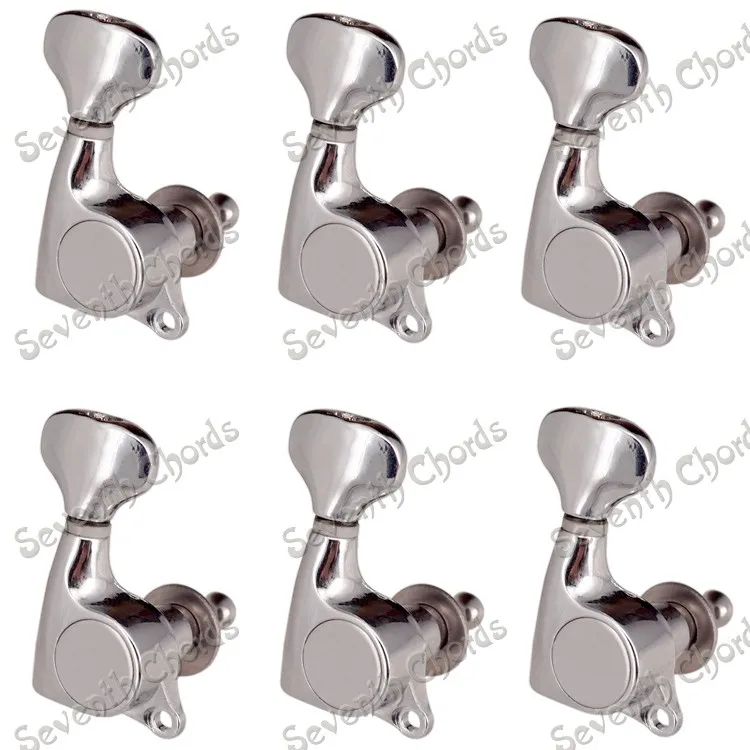 

6R Chrome Inline Sealed-gear Guitar Tuning Pegs Tuners Machine Heads For Electric Guitar -Small Fish tail Button (MHT-QFB-CR-6R)