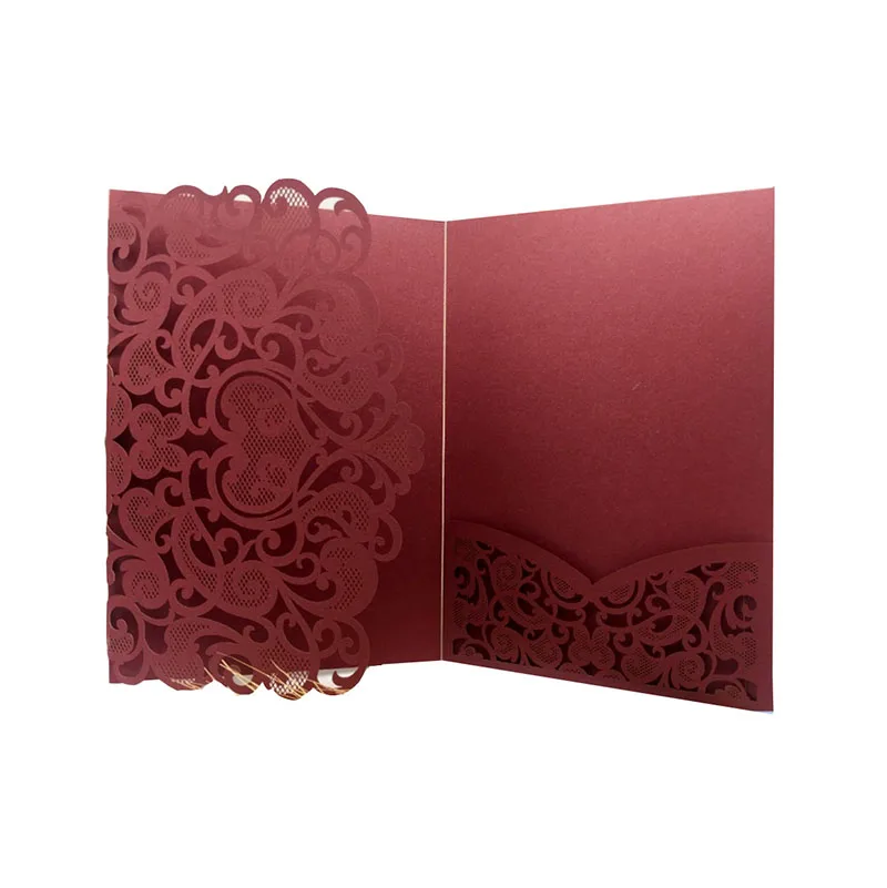 European Laser Cut Wedding Invitations Card Tri-Fold Business Lace Greeting Card Marriage Birthday Party Favor Supplies 25/50pcs