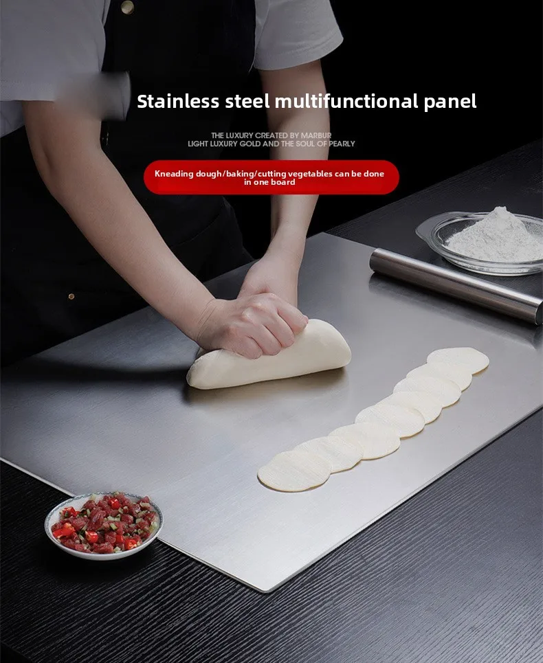Description Picture 2 of itemStainless Steel Kitchen Chopping Board Household Thickened Multi-use Cutting Board for Dough Fruit Vegetable Cutting