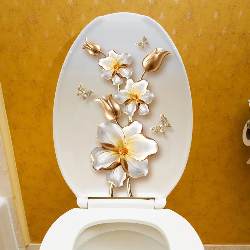 1pc Lotus Butterfly Toilet Sticker, Bathroom Toilet Cover Decorative Sticker, Waterproof Self Adhesive, Christmas, vinyl stickers toilet stickers toilet wall stickers toilet seat stickers