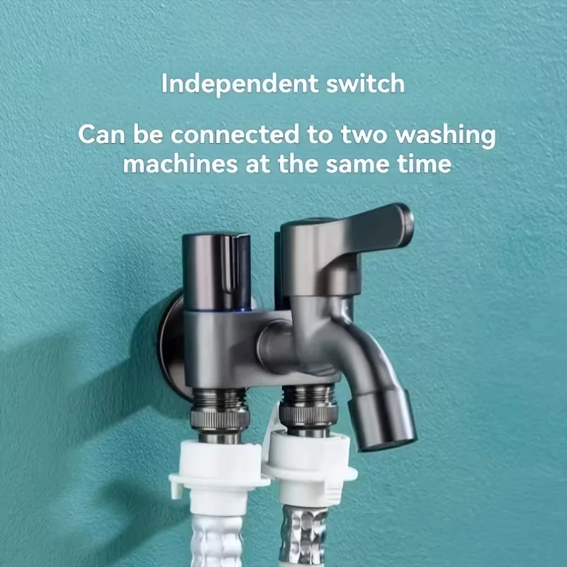 Multifunction Three Tap Faucet Dual Control Double Outlet Angle Valve Flushing Spray Three Way Water Tap Easy To Install