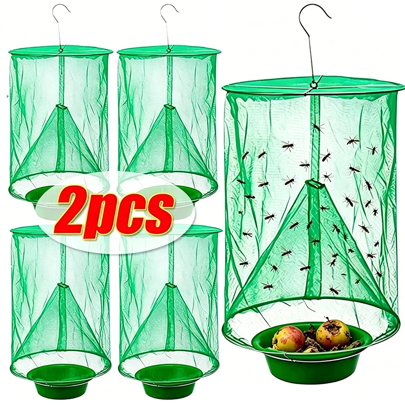 Reusable Hanging Fly Trap Cage Outdoor Insect Catcher For Farm Orchard Fly Trap Repellent Garden Pest Control Net Traps Cages