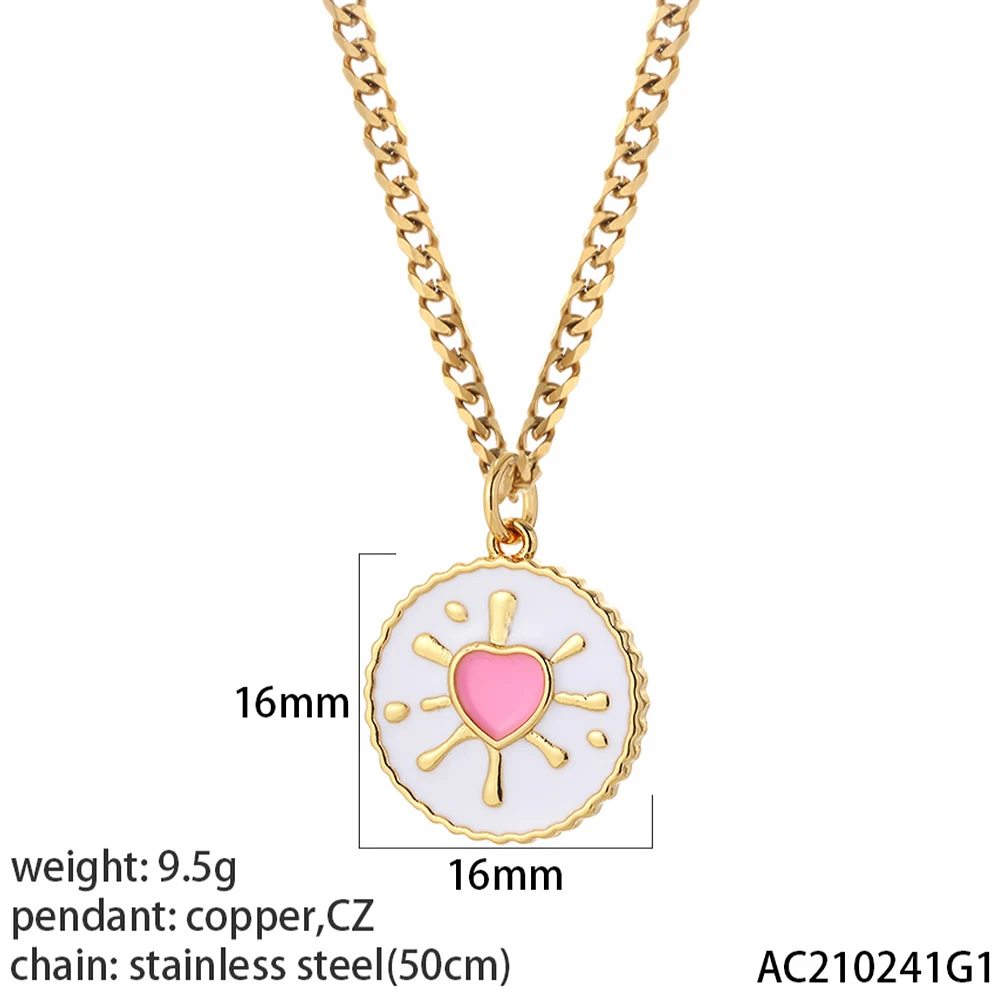 Süße Herz Donut Halskette für Frau Boho Mond Kragen böse blaue Auge Gold Farbe Edelstahl lange Kette neu in Schlangen halsbänder – Detail 11