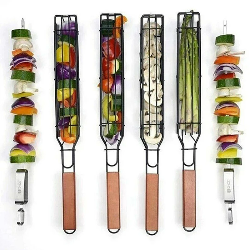 

Portable BBQ Grilling Basket Stainless Steel Barbecue Grill Basket Roasting Fish Vegetable Meet BBQ Grill Mesh Barbecue Tools