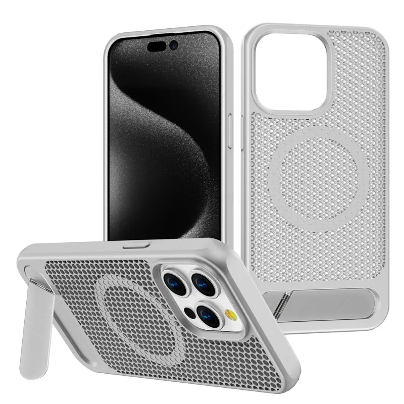 Luxury Cooling Stand Magnetic Phone Case with Heat Dissipation and Shockproof Design