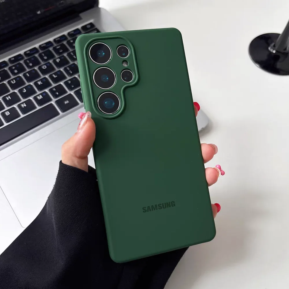 Premium Liquid Silicone Case with Full Camera Protector and Original Logo - Includes Box