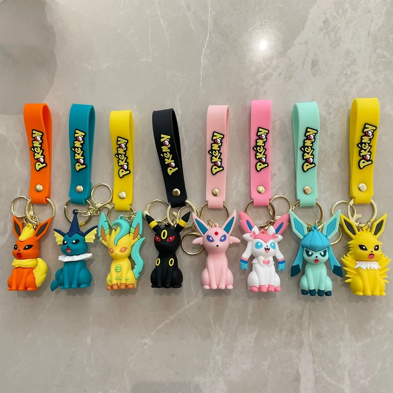 Pokémon Eevee Family Keychain Cartoon Doll School Bag Pendant Car